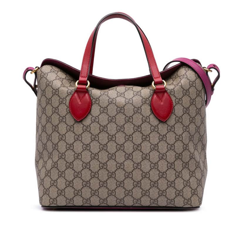Gucci GG Supreme Linea A Foldover Tote Brown Canvas Good condition - Front View