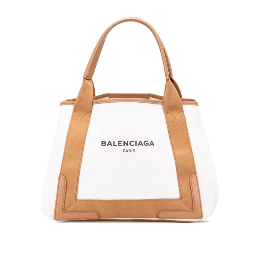 Balenciaga Canvas Navy Cabas S Tote White Canvas Good condition - Front View