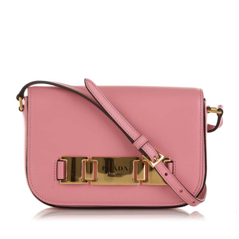 Prada Glace Calf Etiquette Crossbody Pink Leather Very good condition - Front View