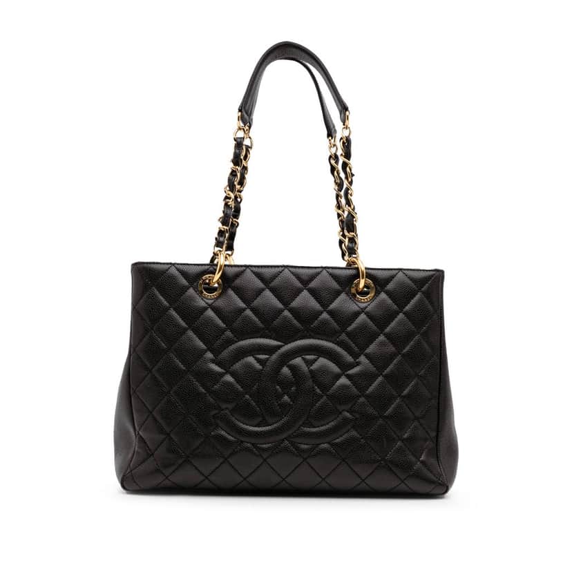 Chanel Caviar Grand Shopping Tote Black Leather Good condition - Front View