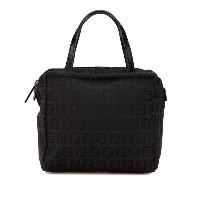 Fendi Mini Zucchino Canvas Handbag Black Canvas Good condition - Front View