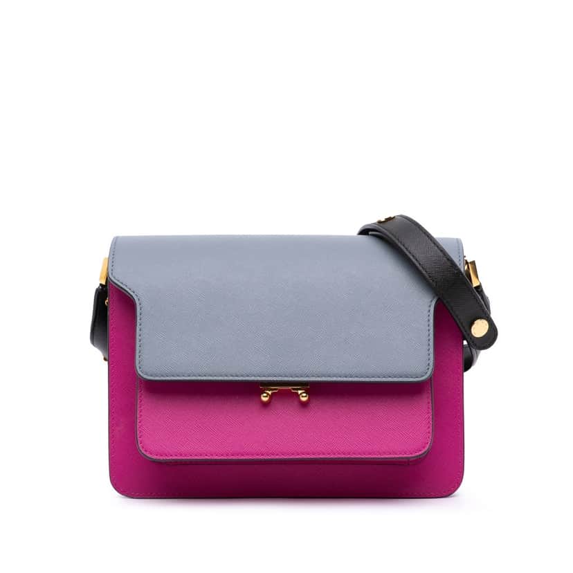 Marni Tricolor Leather Trunk Crossbody Pink Leather Good condition - Front View