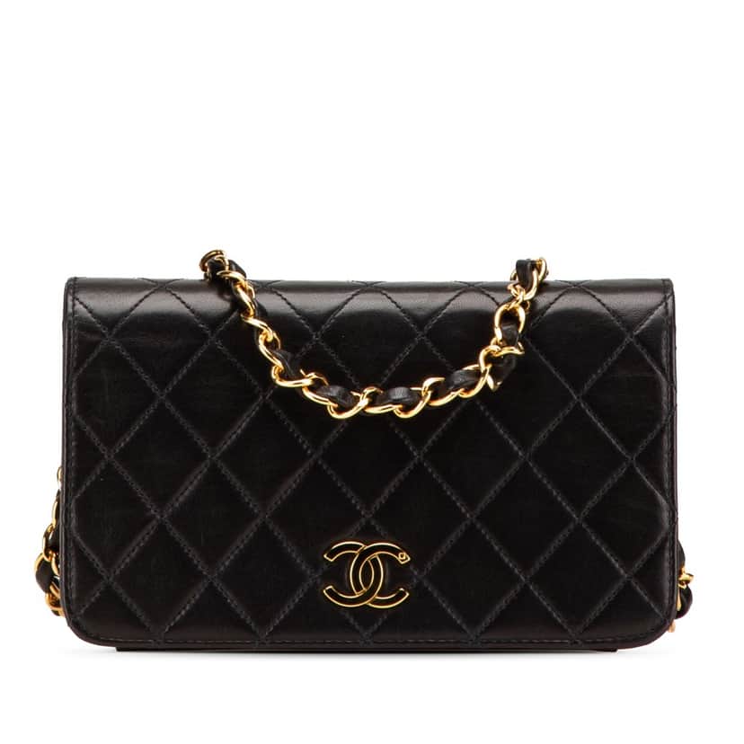 Chanel Mini CC Quilted Lambskin Full Flap Black Leather Good condition - Front View