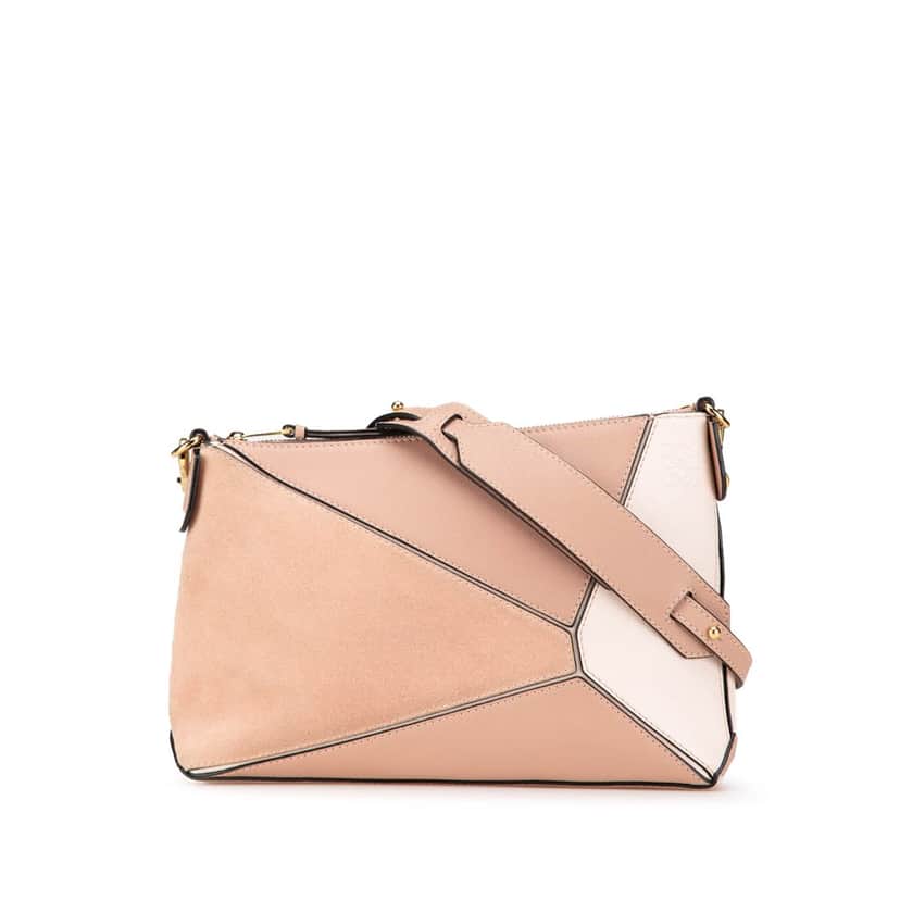 Loewe Mini Leather and Suede Puzzle Crossbody Brown Leather Good condition - Front View