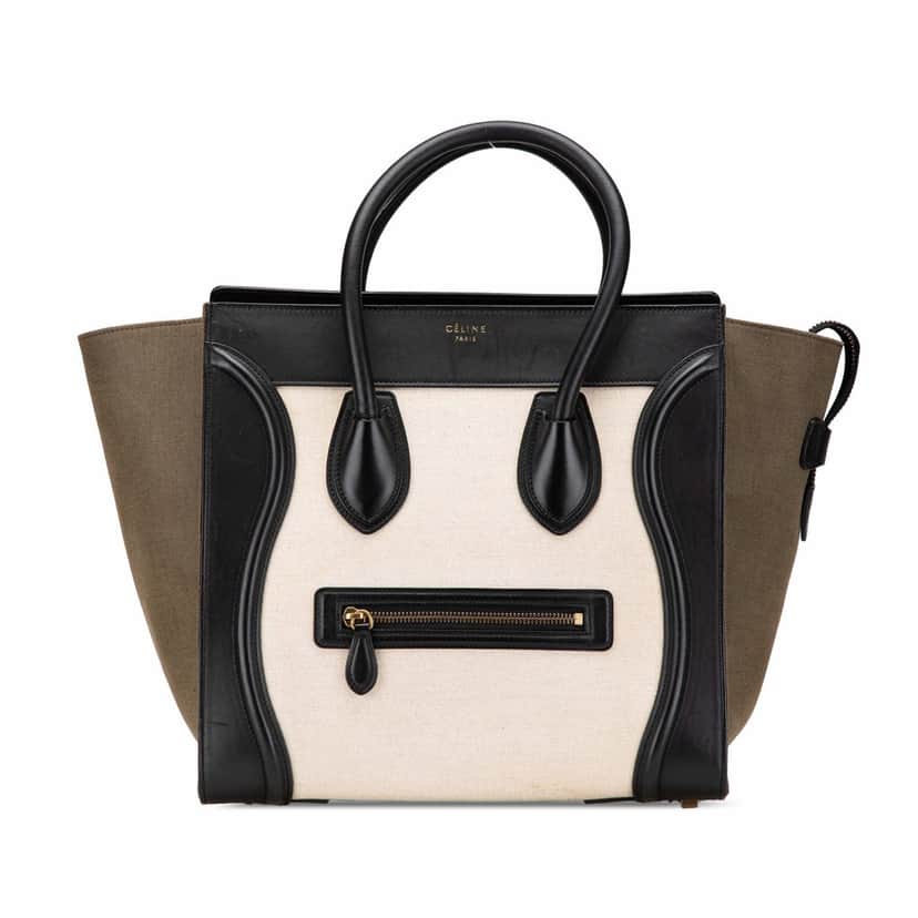 Celine Mini Canvas Tricolor Luggage Tote White Canvas Good condition - Front View