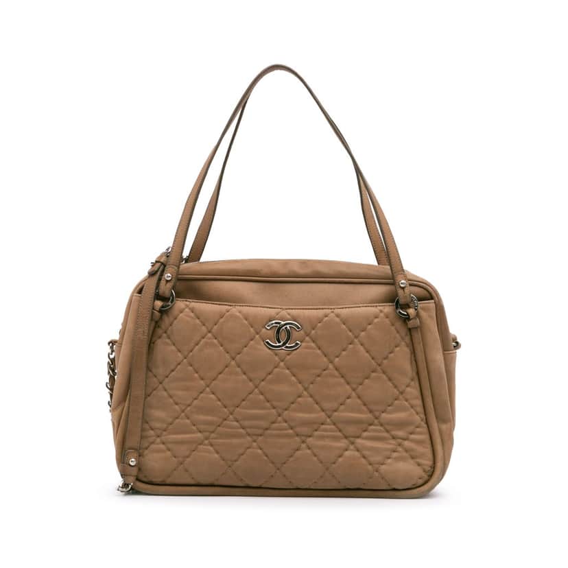 Chanel Quilted Iridescent Calfskin Relax CC Satchel Brown Leather Good condition - Front View