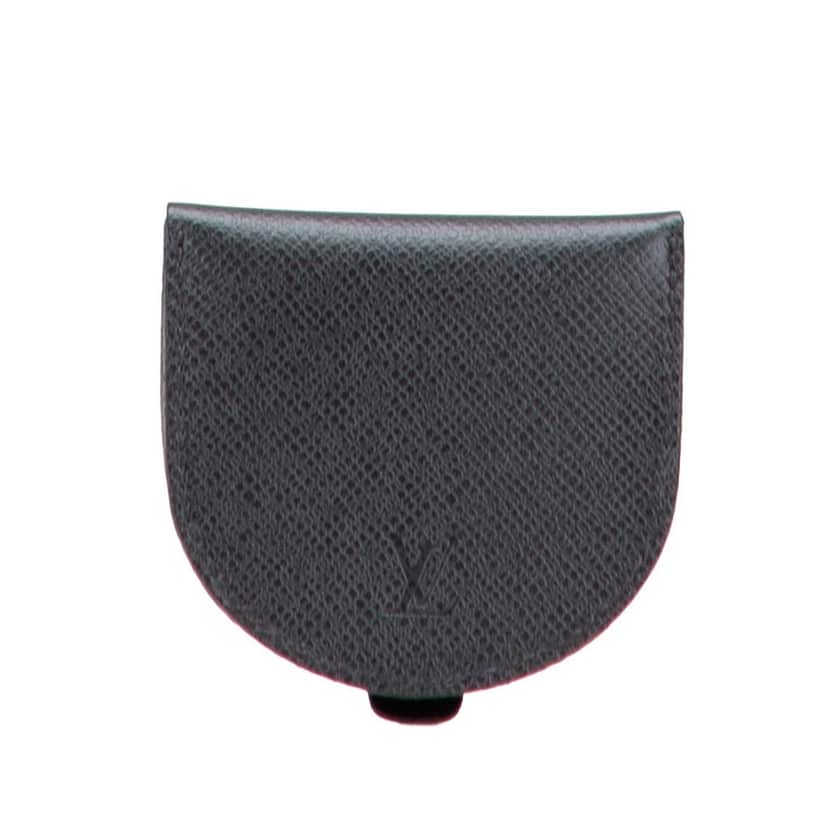 Louis Vuitton Taiga Porte Monnaie Cuvette Coin Purse Black Leather Good condition - Front View
