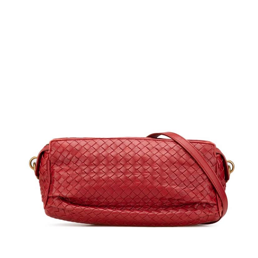 Bottega Veneta Nappa Intrecciato Crossbody Red Leather Good condition - Front View