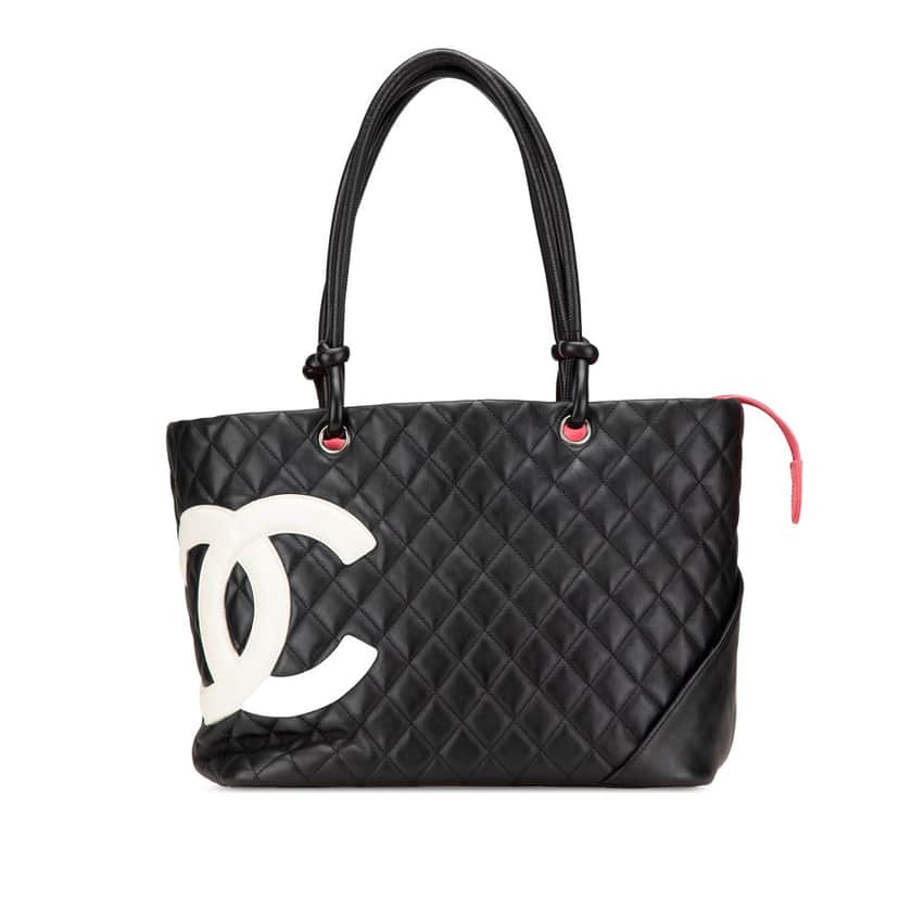 Chanel Large Lambskin Cambon Ligne Tote Black Leather Fair condition - Front View