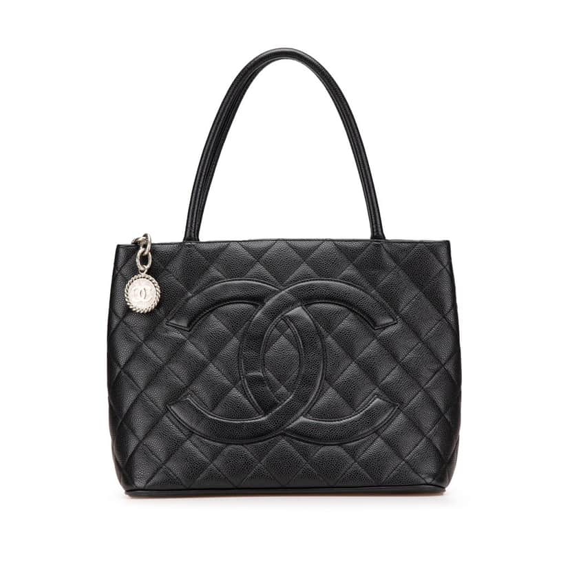 Chanel Caviar Medallion Tote Black Leather Good condition - Front View