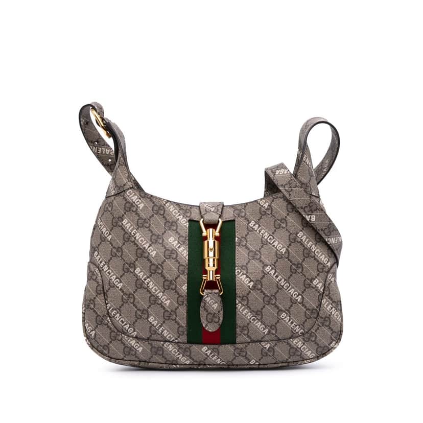 Gucci Balenciaga The Hacker Project Small GG Supreme Web Jackie 1961 Brown Canvas Good condition - Front View
