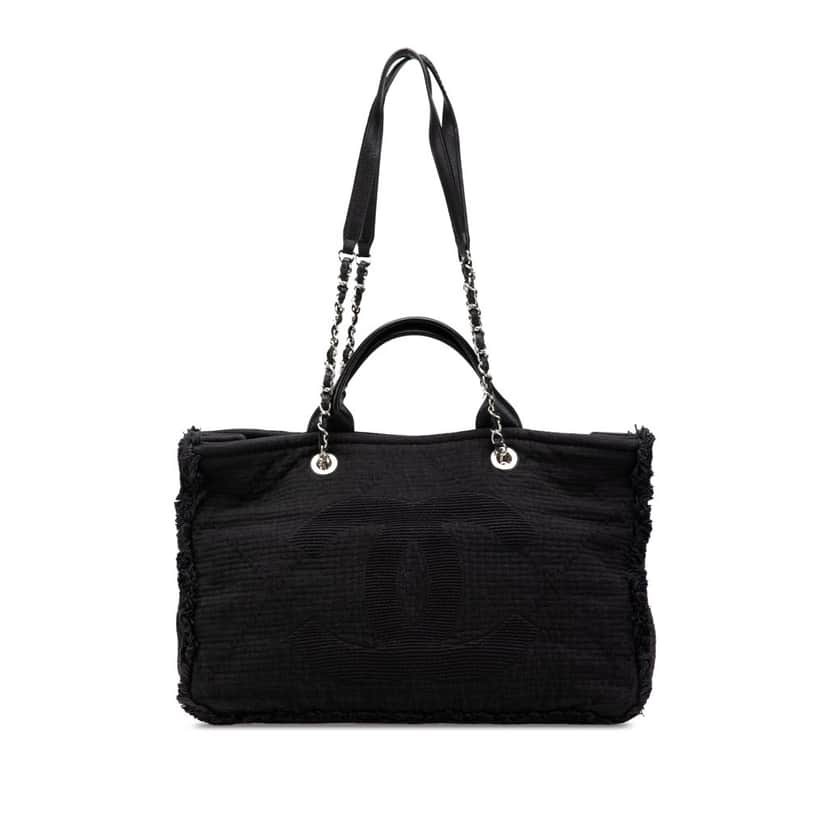 Chanel Medium CC Double Face Deauville Tote Black Canvas Good condition - Front View