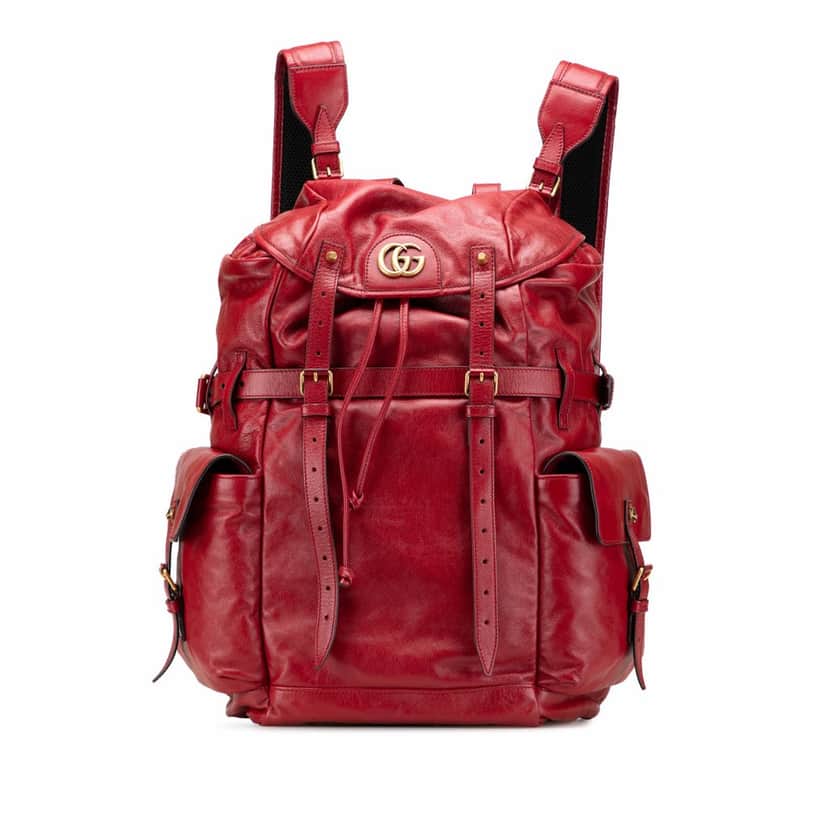 Gucci Piuma Lux Calfskin Re(Belle) Backpack Red Leather Good condition - Front View