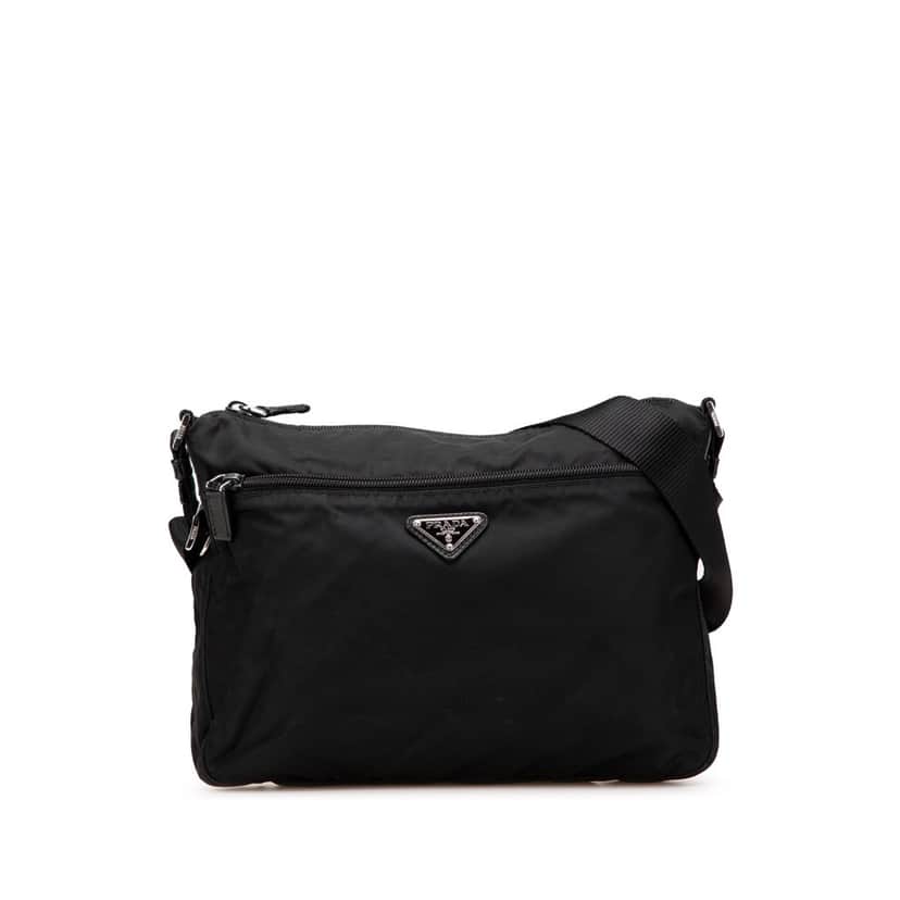 Prada Tessuto Zip Top Crossbody Black Good condition - Front View