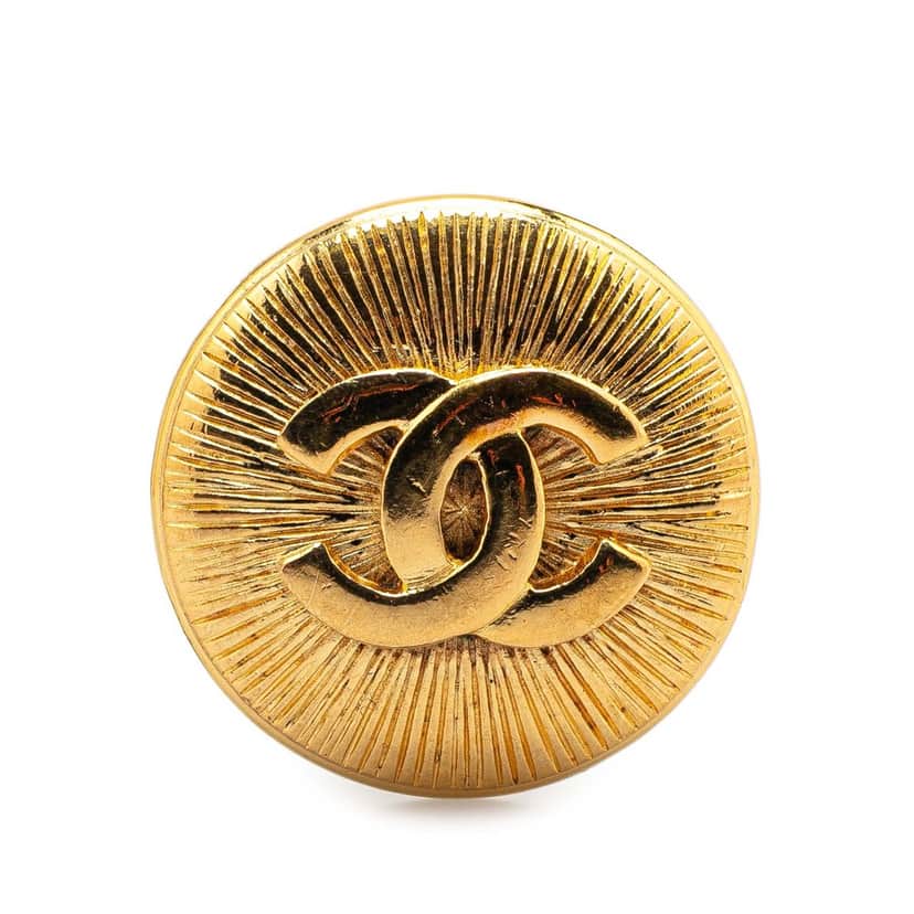 Chanel Gold Plated CC Round Brooch Gold Metal Good condition - Front View