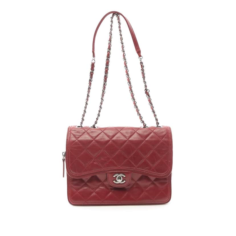 Chanel Medium Quilted Lambskin Citizen Zip Flap Red Leather Good condition - Front View