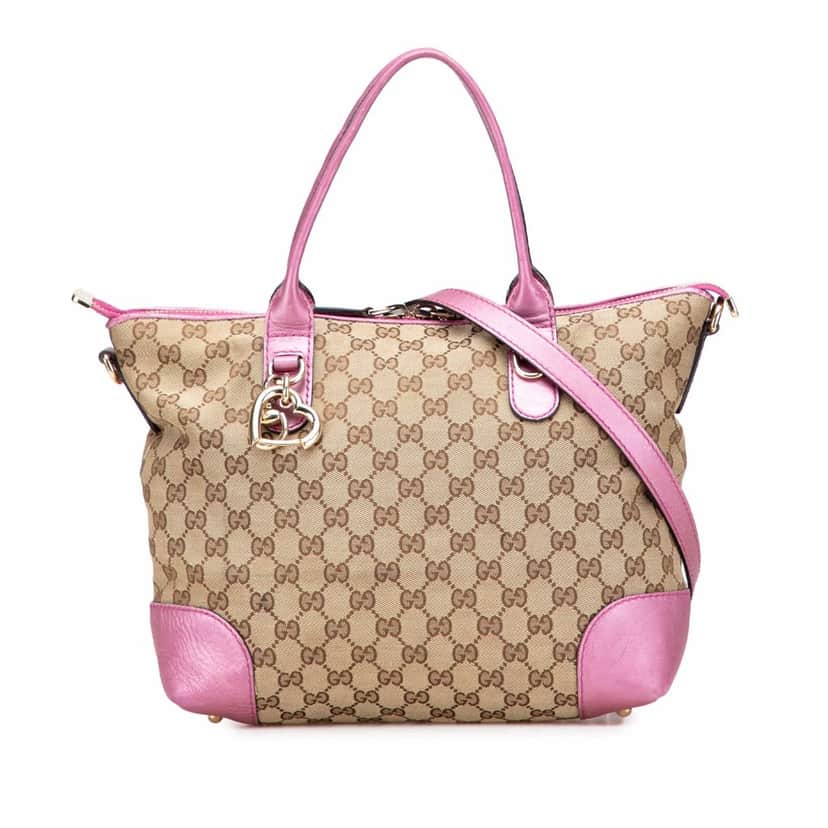 Gucci GG Canvas Heart Bit Satchel Brown Canvas Good condition - Front View