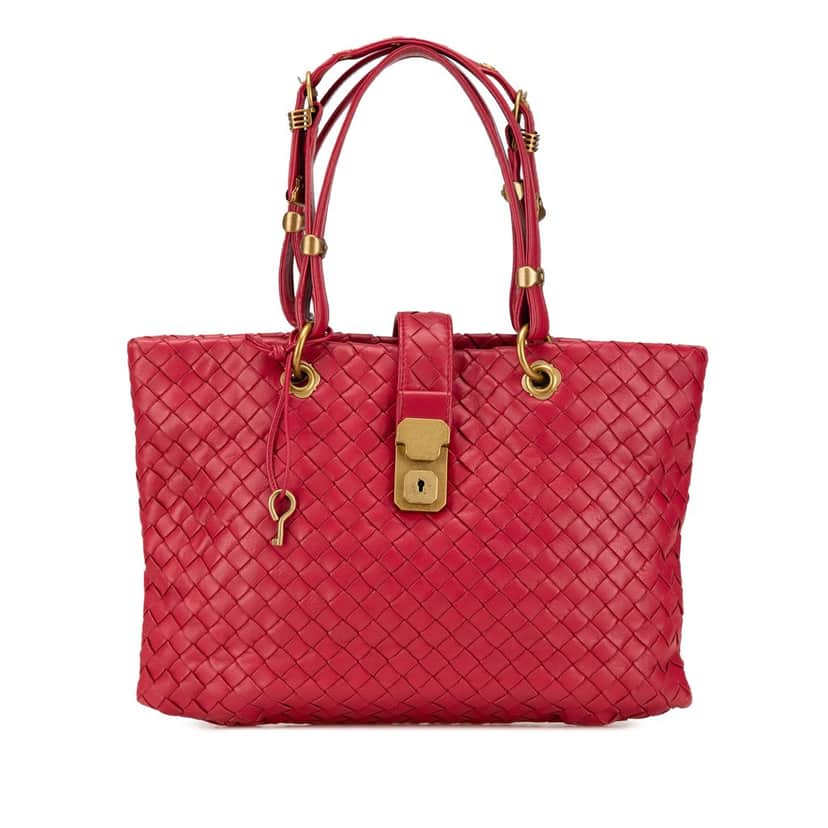 Bottega Veneta Small Nappa Intrecciato Capri Red Leather Very good condition - Front View