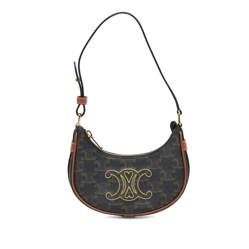 Celine Mini Triomphe Coated Canvas Ava Shoulder Bag Brown Canvas Good condition - Front View
