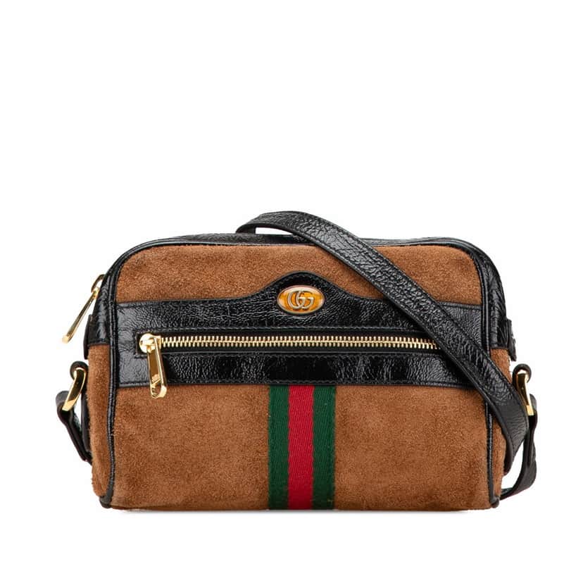 Gucci Mini Suede Ophidia Crossbody Brown Leather Good condition - Front View