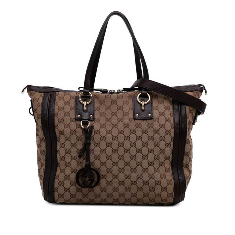 Gucci GG Canvas Charm Satchel Brown Canvas Good condition - Front View