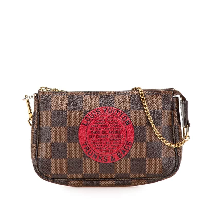 Louis Vuitton Damier Ebene Trunks and Bags Mini Pochette Accessoires Brown Canvas Good condition - Front View