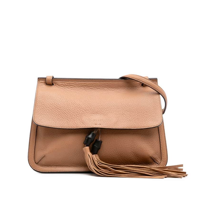 Gucci Medium Leather Bamboo Daily Crossbody Brown Leather Good condition - Front View