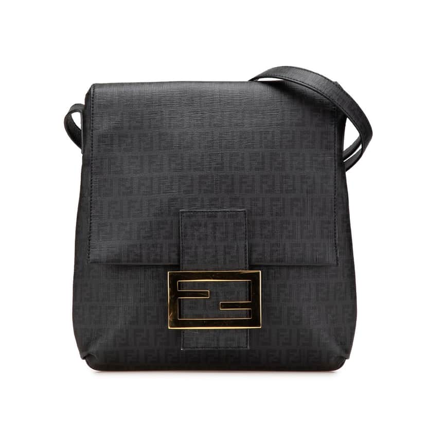 Fendi Zucchino Spalmati Crossbody Black Canvas Good condition - Front View