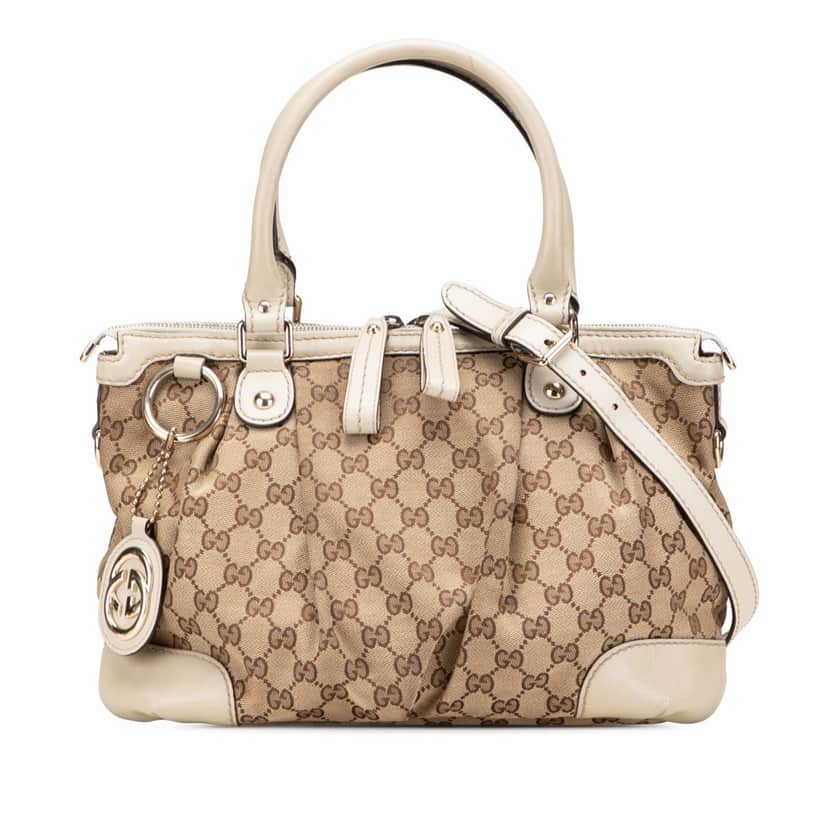 Gucci GG Canvas Sukey Satchel Brown Canvas Good condition - Front View