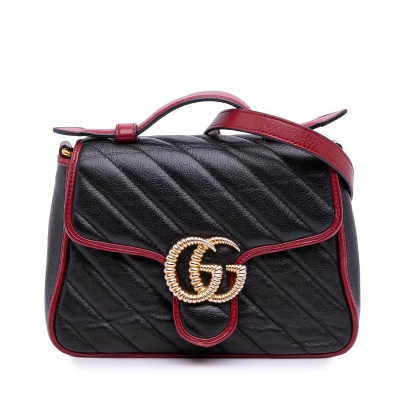 Gucci GG Marmont Matelasse Leather Torchon Top Handle Bag Black Leather Good condition - Front View