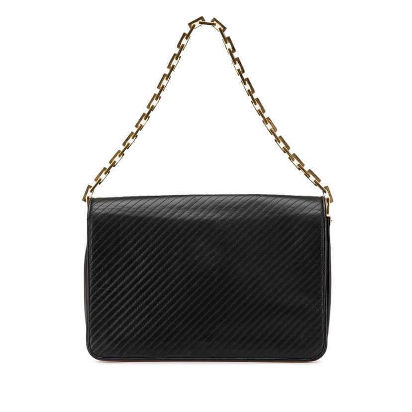 Saint Laurent Quilted Lambskin Babylone Flap Shoulder Bag Black Leather Good condition - Front View