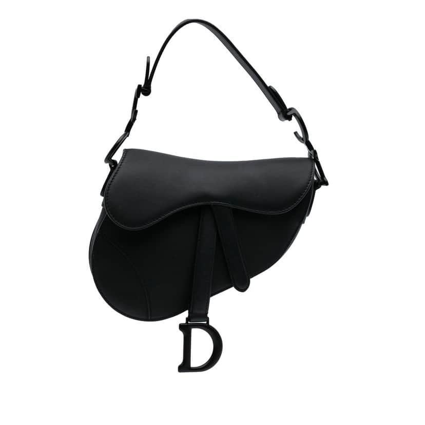 Dior Mini Ultra Matte Calfskin Saddle Bag Black Leather Good condition - Front View