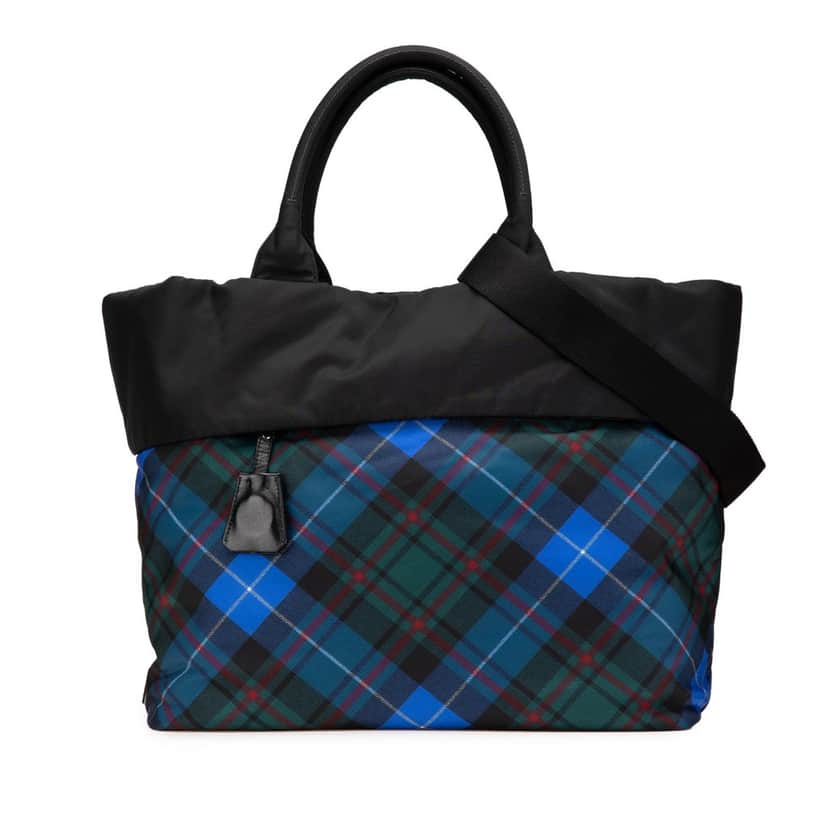 Prada Tessuto Stampato Reversible Satchel Blue Good condition - Front View