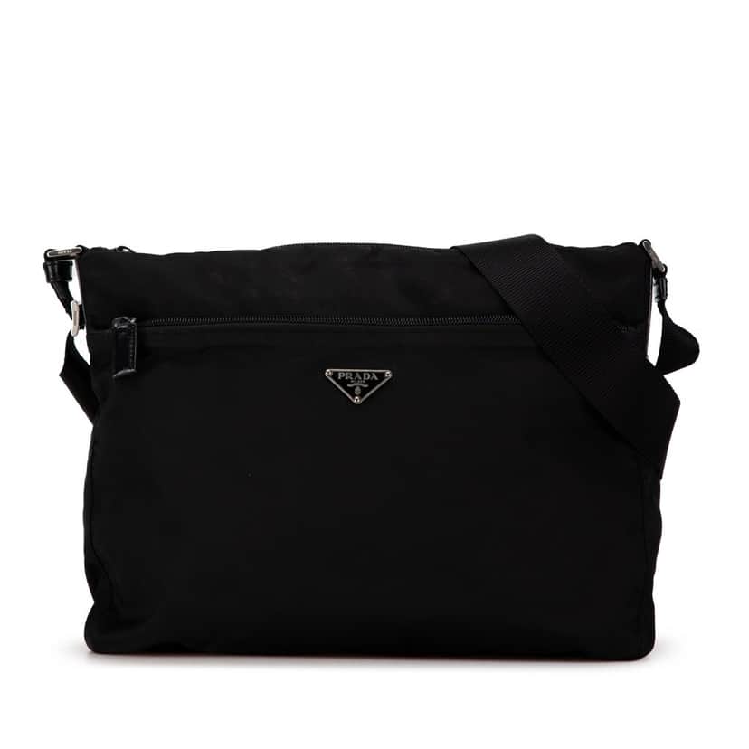 Prada Tessuto Zip Top Crossbody Black Good condition - Front View
