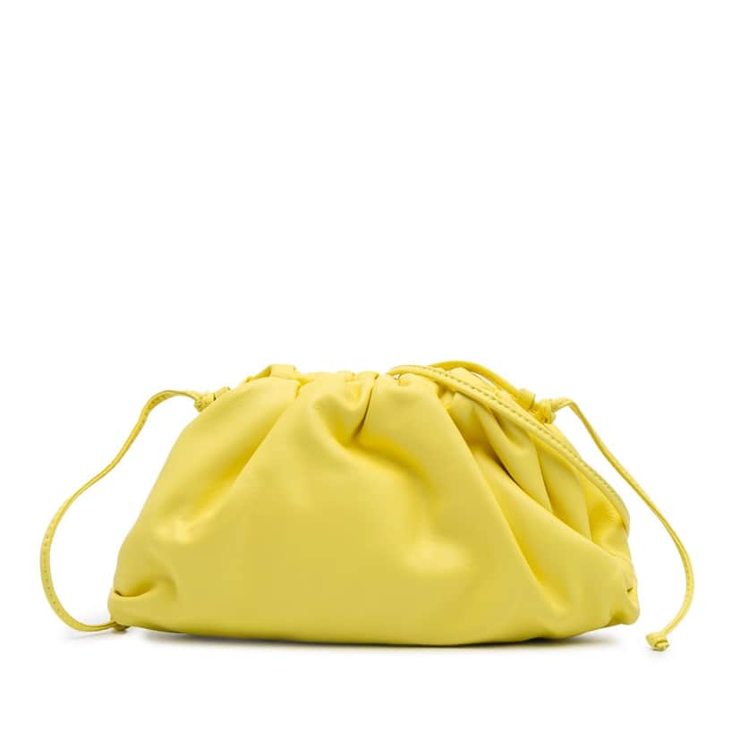 Bottega Veneta Lambskin The Mini Pouch Crossbody Yellow Leather Good condition - Front View