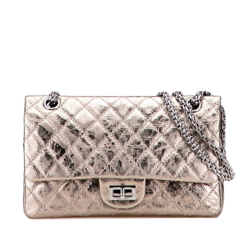 Chanel Reissue 2.55 Aged Metallic Calfskin Double Flap 225 Brown Leather Good condition - Front View