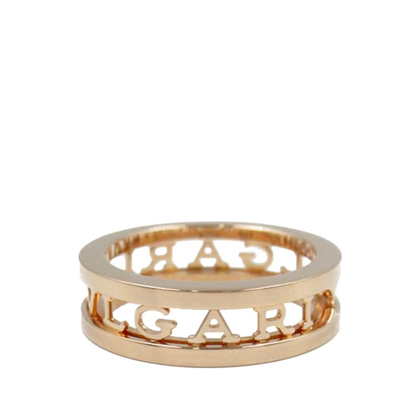 Bvlgari 18K Rose Gold B.Zero1 One Band Ring with Openword Logo Spiral Pink Rose Gold Good condition - Front View
