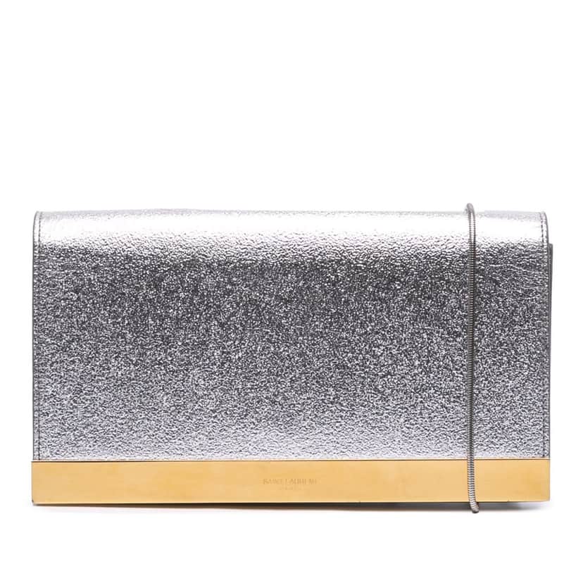 Saint Laurent Metallic Leather Crossbody Silver Leather Good condition - Front View