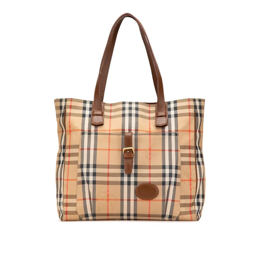 Burberry Haymarket Check Canvas Tote Brown Canvas Good condition - Front View