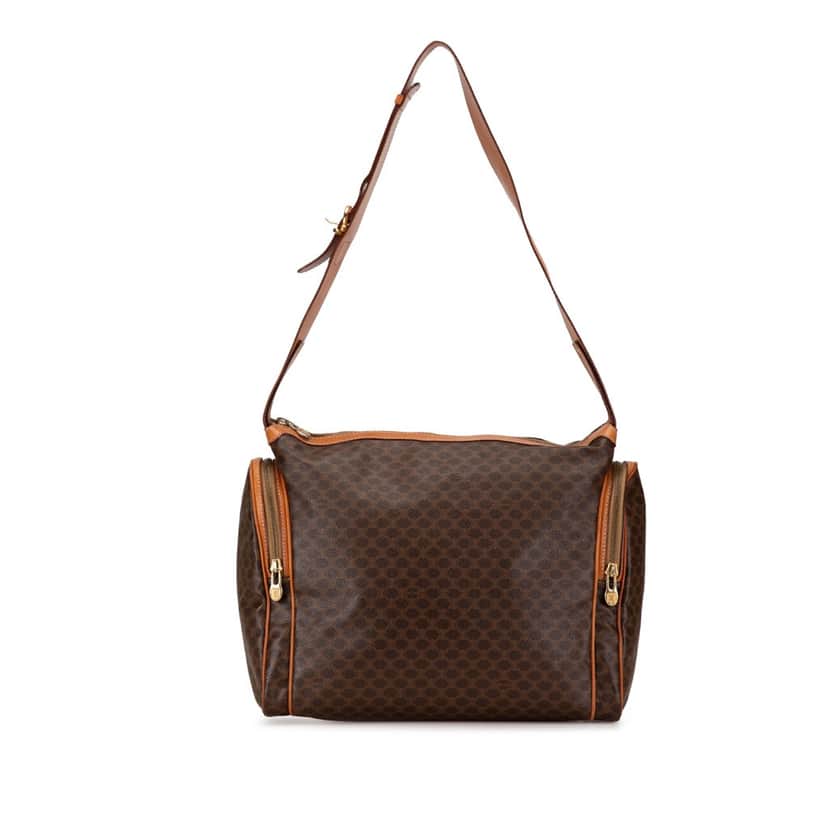 Celine Macadam Coated Canvas Shoulder Bag Brown Canvas Fair condition - Front View