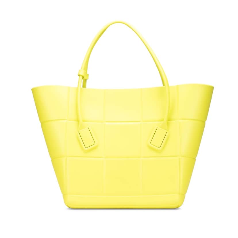 Bottega Veneta Medium Matte Rubber Arco Tote Yellow Polyester Good condition - Front View