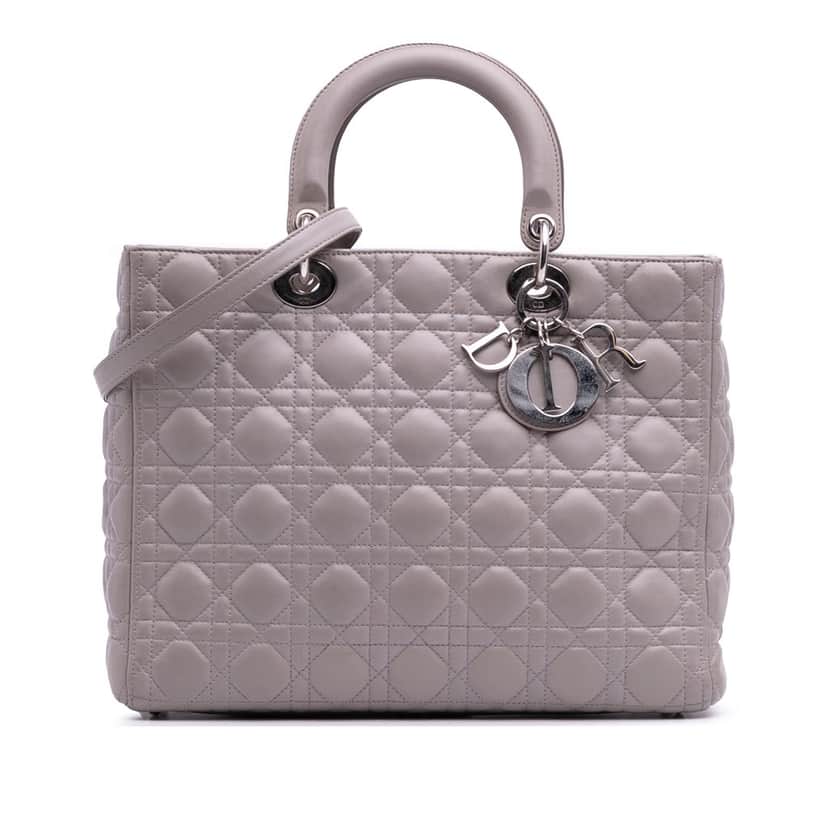 Dior Large Lambskin Cannage Lady Dior Purple Leather Good condition - Front View