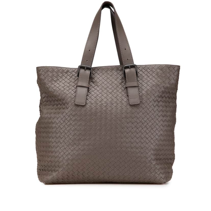 Bottega Veneta Nappa Intrecciato Belt Strap Tote Brown Leather Good condition - Front View