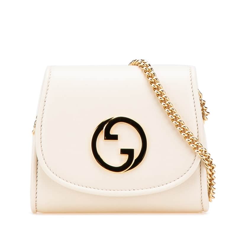 Gucci Medium Calfskin Blondie Wallet on Chain White Leather Good condition - Front View
