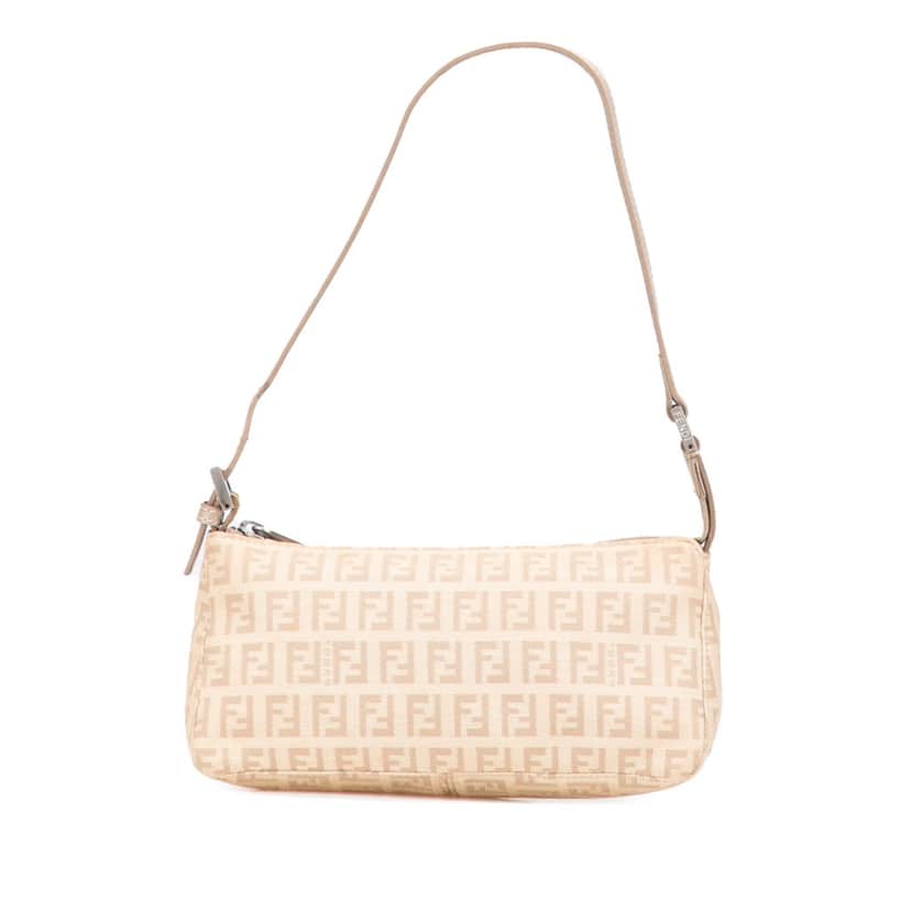 Fendi Zucchino Canvas Pochette Brown Canvas Fair condition - Front View