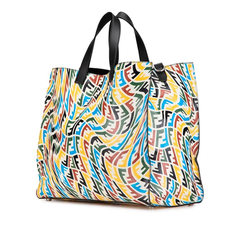 Fendi Sarah Coleman Leather Vertigo Shopper Tote White Leather Good condition - Front View