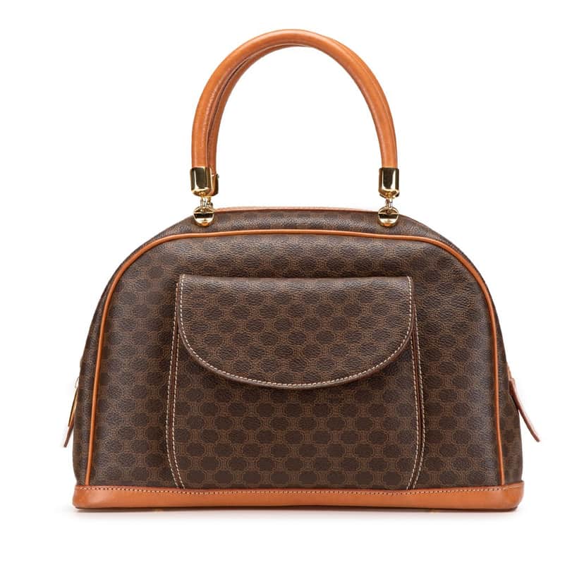 Celine Macadam Coated Canvas Handbag Brown Canvas Good condition - Front View