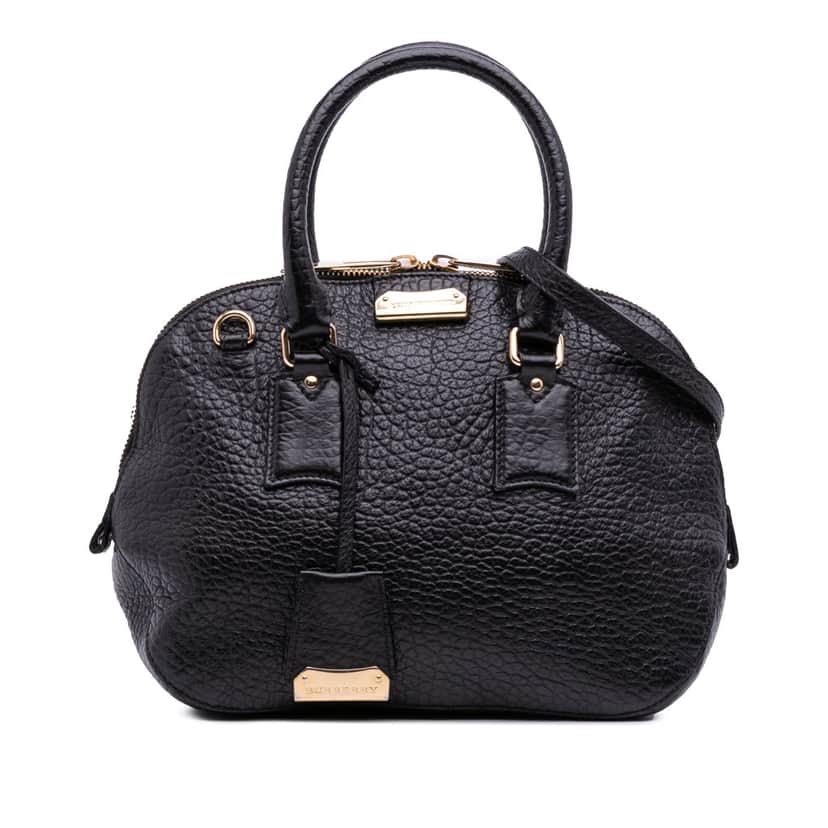 Burberry Small Grained Calfskin Heritage Orchard Bowling Bag Black Leather Good condition - Front View