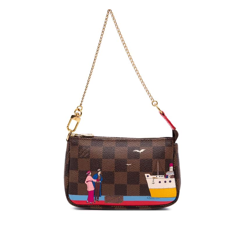 Louis Vuitton Damier Ebene Transatlantic Cruises Mini Pochette Accessoires Brown Canvas Good condition - Front View