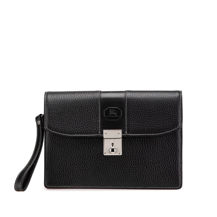 Burberry Leather Clutch Black Leather Good condition - Front View